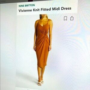 Nine Britton Brown Ribbed Bodycon Midi Dress size  M